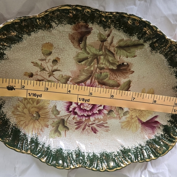 Antique Barkers & Kent "Chrysanthemum" Oval Plate | Victorian Hand-Painted - Picture 5 of 10